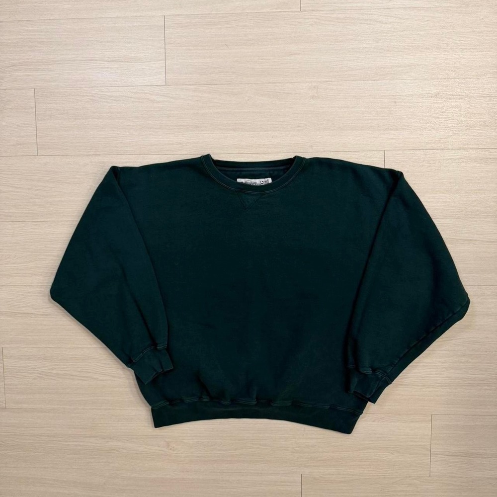 Vintage Heavyweight Faded Green Crewneck Sweatshirt Mens Size Large